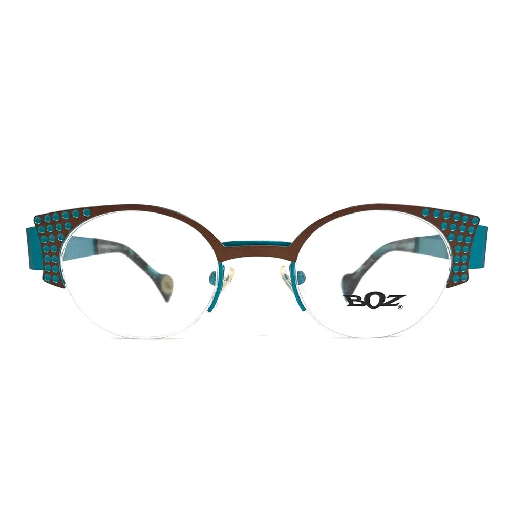 BOZ Eyeglasses Frames WILY 0225 Brown Blue Matte Spotted Half Rim 44.5-21-135